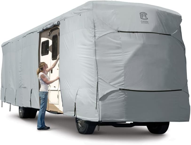 Classic Accessories Over Drive PermaPRO Class A RV Cover, Fits 30 - 33 RVs, Water-Repellant Top Panel, Durable Camper Cover, Elastic Hems and Tension Panels, Grey Classic Accessories Over Drive PermaPRO Class A RV Cover, Fits 30 - 33 RVs, Water-Repellant Top Panel, Durable Camper Cover, Elastic Hems and Tension Panels, Grey