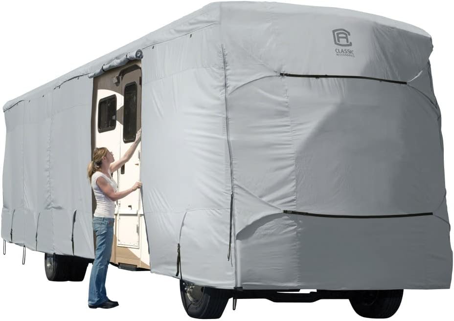 Classic Accessories Over Drive PermaPRO Class A RV Cover, Fits 30 - 33 RVs, Water-Repellant Top Panel, Durable Camper Cover, Elastic Hems and Tension Panels, Grey Classic Accessories Over Drive PermaPRO Class A RV Cover, Fits 30 - 33 RVs, Water-Repellant Top Panel, Durable Camper Cover, Elastic Hems and Tension Panels, Grey