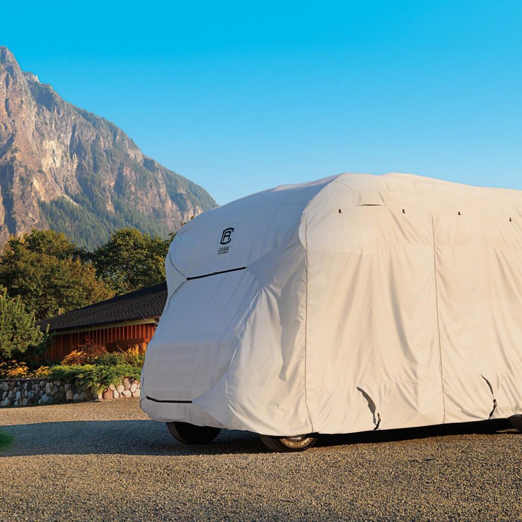 Classic Accessories Over Drive PermaPRO Class C RV Cover, Fits 32 - 35 RVs, Air Vents, Water-Repellant Top Panel, Durable, Breathable, Resists Tears and Rips, Integrated Straps and Buckles, Grey Classic Accessories Over Drive PermaPRO Class C RV Cover, Fits 32 - 35 RVs, Air Vents, Water-Repellant Top Panel, Durable, Breathable, Resists Tears and Rips, Integrated Straps and Buckles, Grey