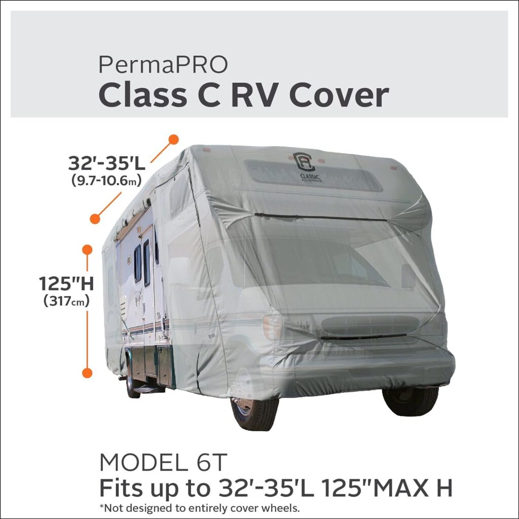 Classic Accessories Over Drive PermaPRO Class C RV Cover, Fits 32 - 35 RVs, Air Vents, Water-Repellant Top Panel, Durable, Breathable, Resists Tears and Rips, Integrated Straps and Buckles, Grey Classic Accessories Over Drive PermaPRO Class C RV Cover, Fits 32 - 35 RVs, Air Vents, Water-Repellant Top Panel, Durable, Breathable, Resists Tears and Rips, Integrated Straps and Buckles, Grey