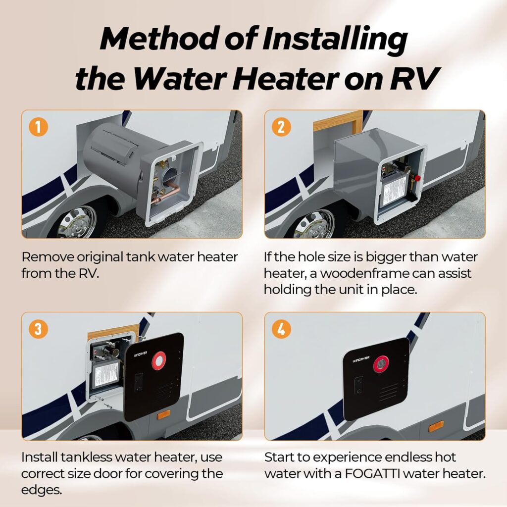 KINGRVER RV Tankless Water Heater - On Demand RV Hot Water Heater - Camper Water Heater with Digital Remote Controller- 12V Power - 7 Safety Features - Suitable for Daily Use KINGRVER RV Tankless Water Heater - On Demand RV Hot Water Heater - Camper Water Heater with Digital Remote Controller- 12V Power - 7 Safety Features - Suitable for Daily Use