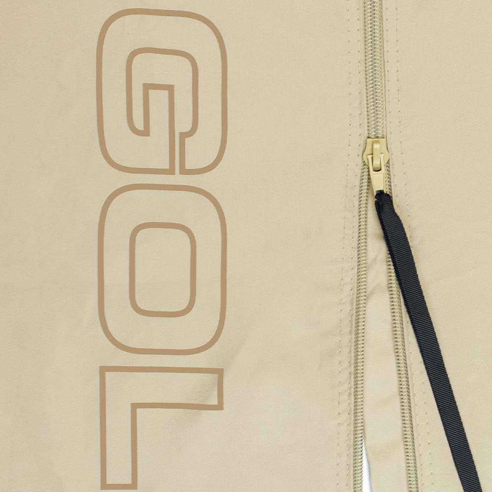 Eevelle Goldline Travel Trailer RV Cover - Waterproof, Heavy Duty, Marine Grade, UV Protection, Durable, Breathable, Anti Rot - Tan - Gray