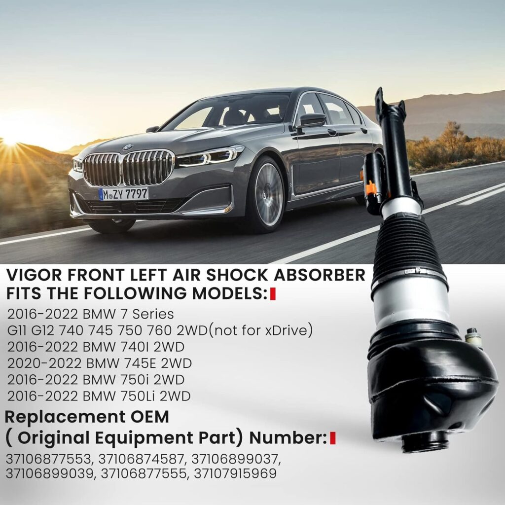 VIGOR Front Right Air Shock Absorber with EDC Compatible with 2016-2022 BMW 7-Series G11 G12 740 745 750 760 2WD Car Air Strut OEM Replace Number 37106877554, 37106874588