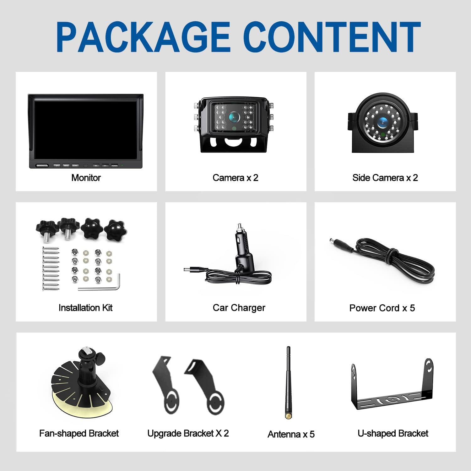 10 1080P Wireless Backup Camera System, 10 Inch DVR Quad Split Monitor Wireless Rear Side View Cameras, IP69 Waterproof Digital Signal Record System for RV/Truck/Trailer/Camper-BW104SL