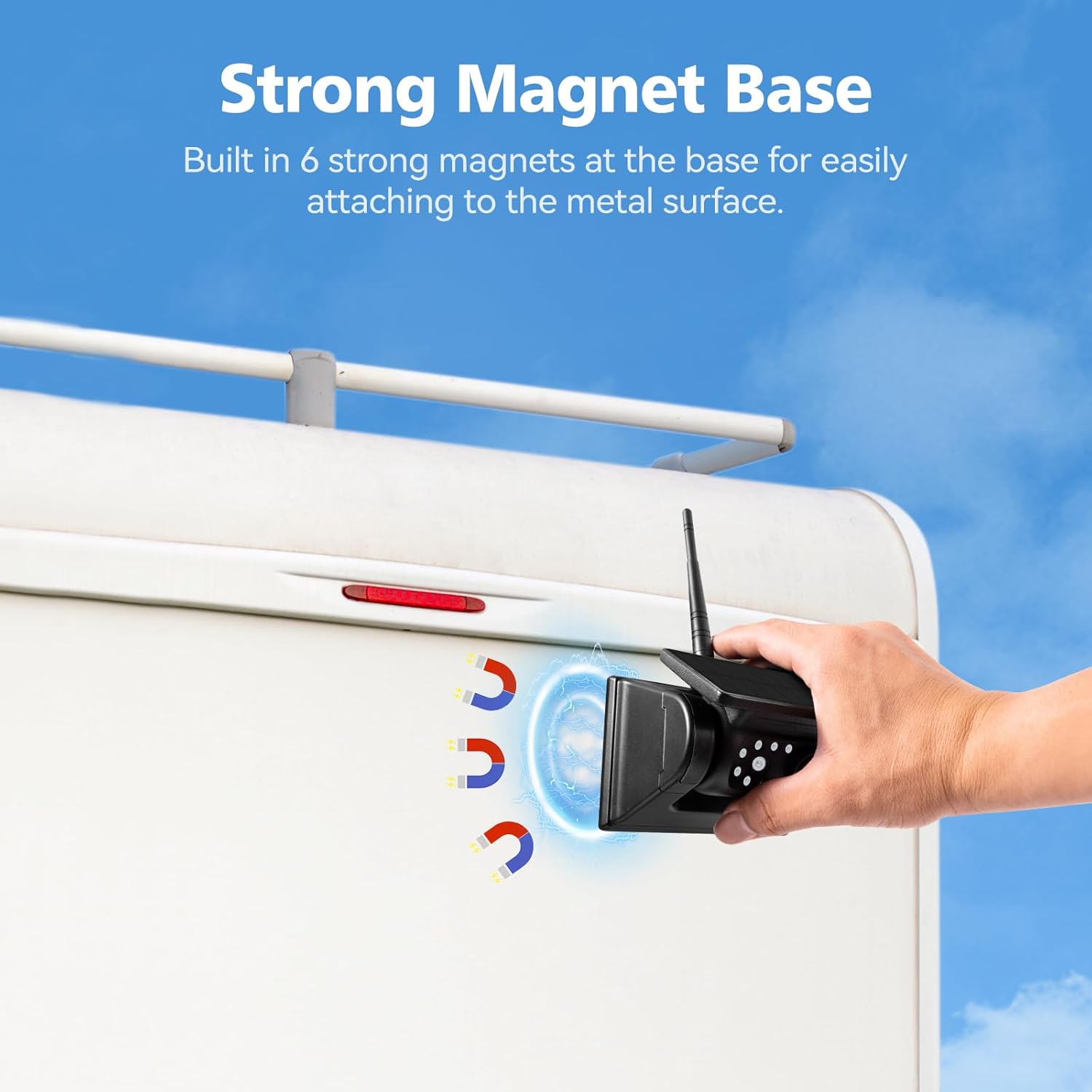 1080P 7 Magnetic Wireless RV Backup Camera System, 2 Rear Cameras + 2 Side Cameras for Reversing/Monitoring Trailer Camper, 1080P DVR Monitor, 4x9600mAh Waterproof IR Night Vision RV Cameras