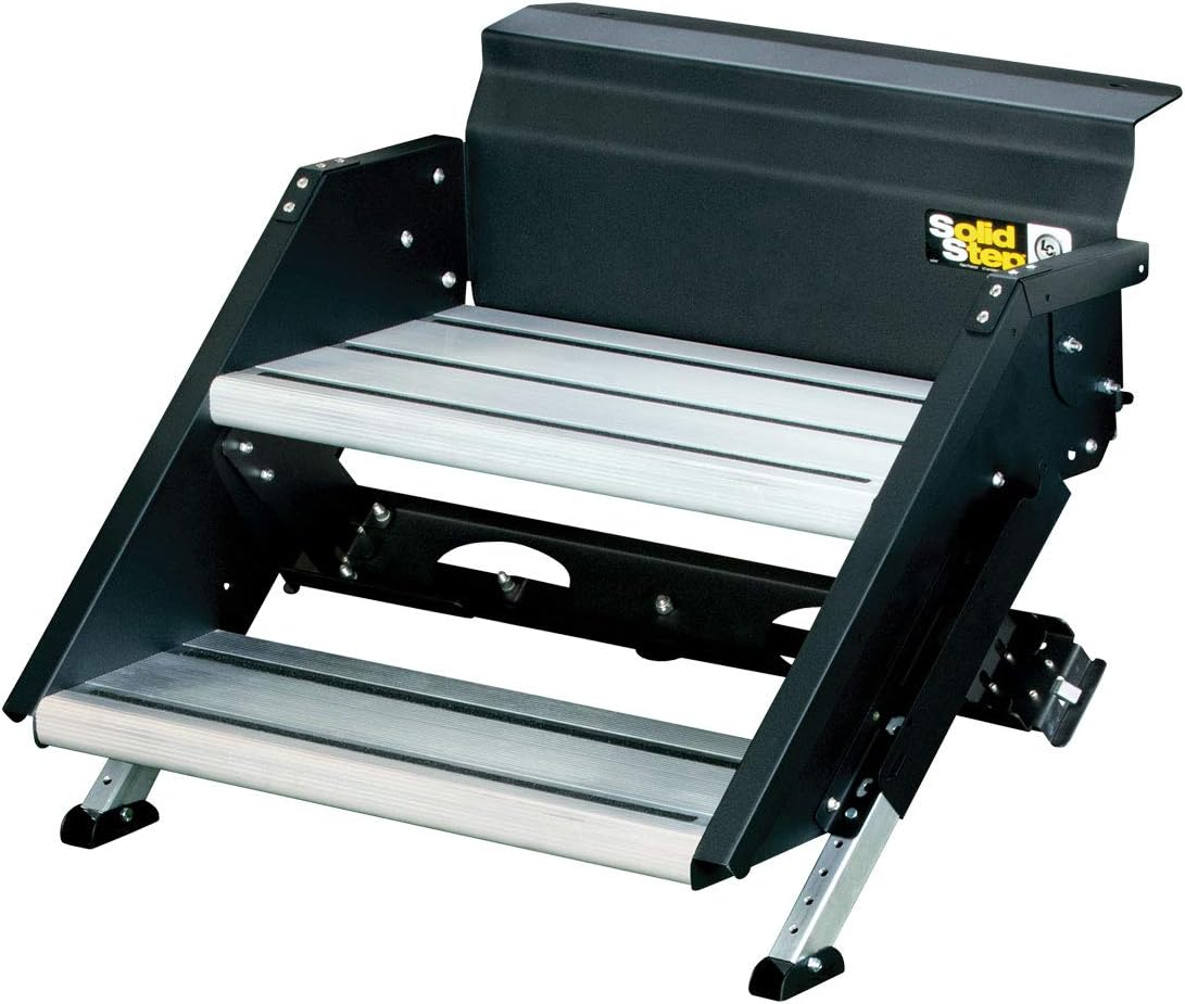 Lippert Components - 791572 Solid Step Triple Step for RV and Travel Trailer Entry Doorway Black 26-inch