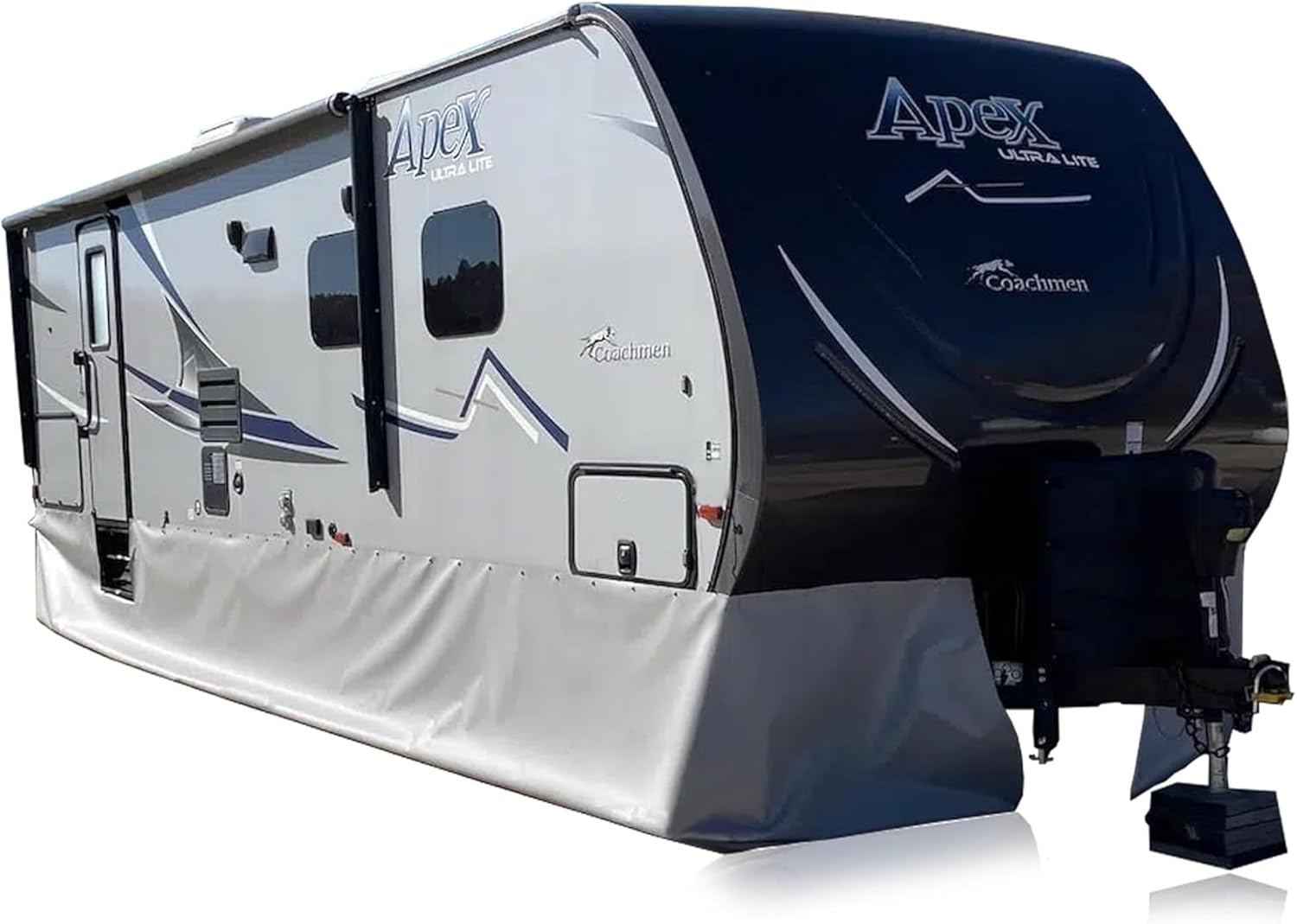 EZ Snap RV Skirting Kit for 36-40 Ft Long, Tall Travel Trailer – Camper Skirting Kit, No-Drill Combo Studs, Grey Snap Fasteners, RV Skirt for Winter, 2+ Slide-Outs, Quick  Easy to Install