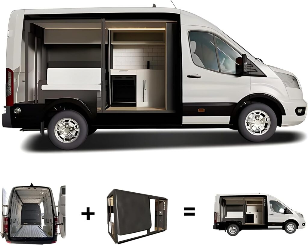 Modular Camper Van Conversion Kit for Sprinter Van and Ford Transit | Removable Van Interior with Bed, Couch, Fridge | RV Upgrades, Van Accessories, and Camper Must Haves 2025