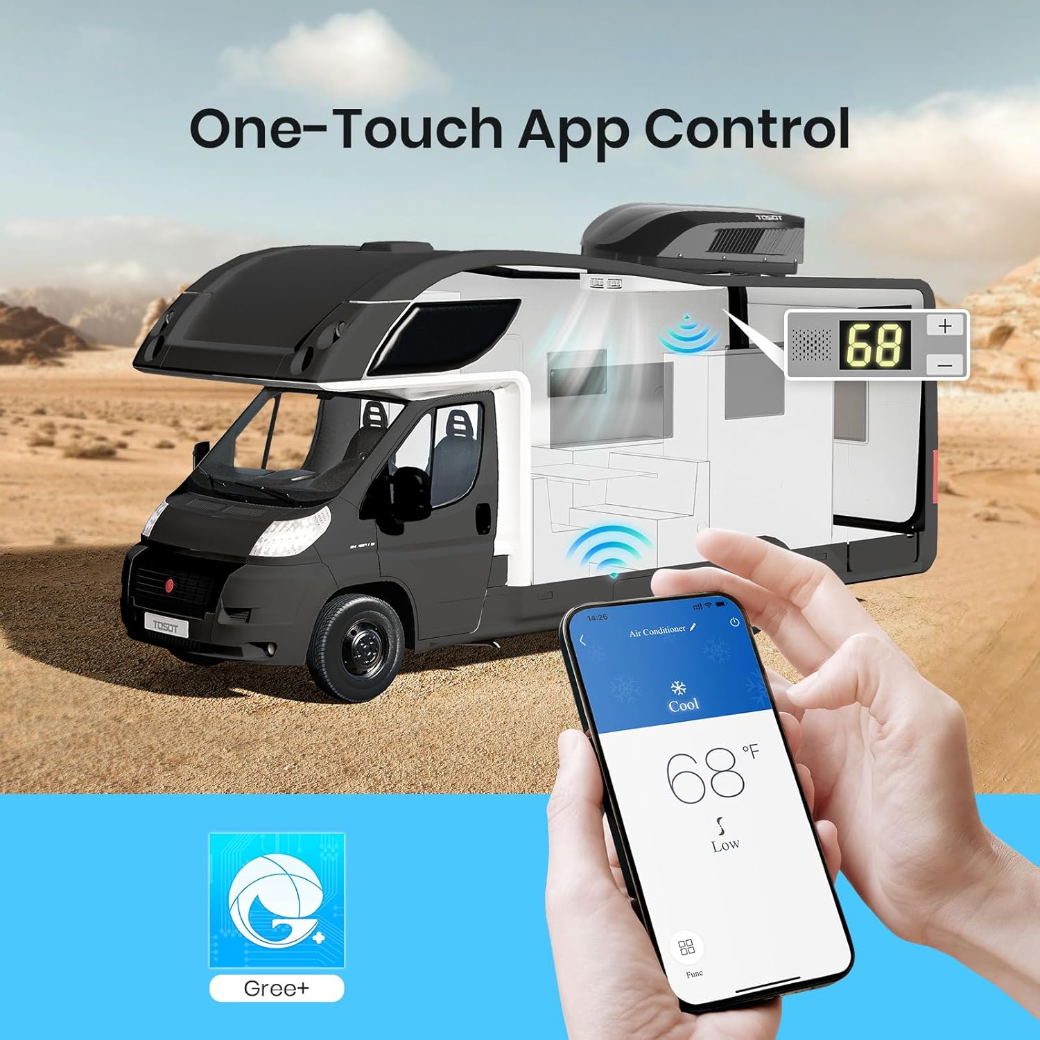 TOSOT 16000 BTU GO Cool RV Air Conditioner, Non-Ducted Camper Rooftop AC Unit with Heat Pump, WiFi and Remote Control, Quiet Air Conditioner for Campers  Trailers, White