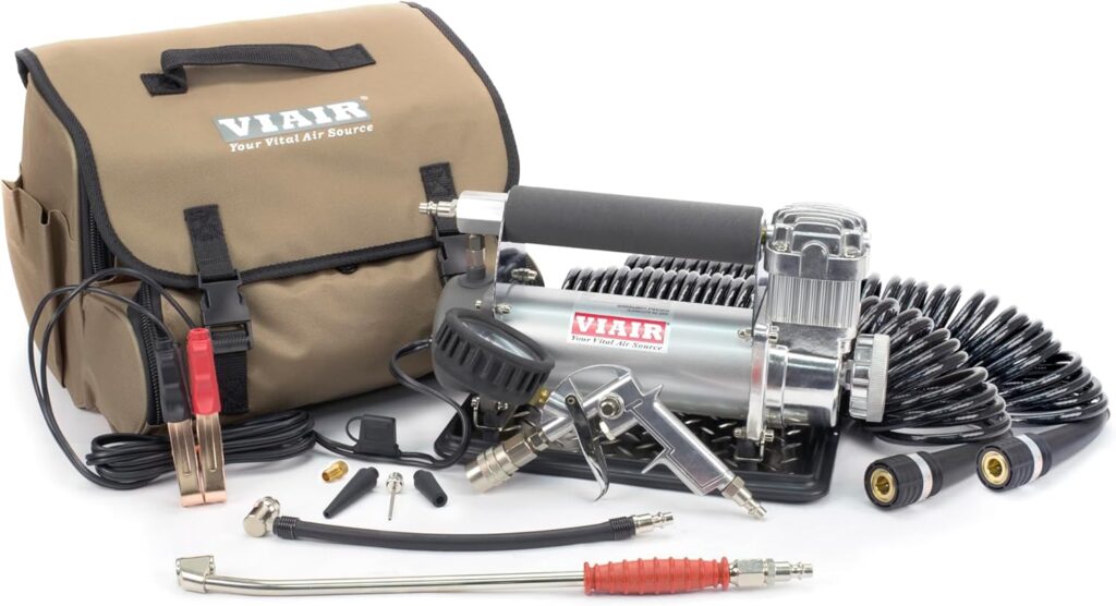 VIAIR 450P-RV Automatic Portable Air Compressor Kit - 150 PSI for RV, Truck, Jeep and SUV Tires - RV Accessories with 1.80 CFM, Silver