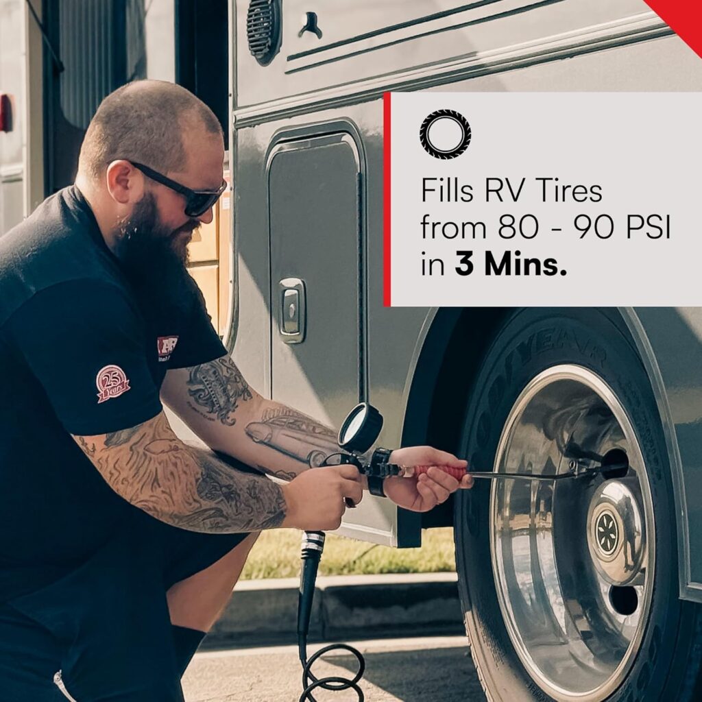 VIAIR 450P-RV Automatic Portable Air Compressor Kit - 150 PSI for RV, Truck, Jeep and SUV Tires - RV Accessories with 1.80 CFM, Silver