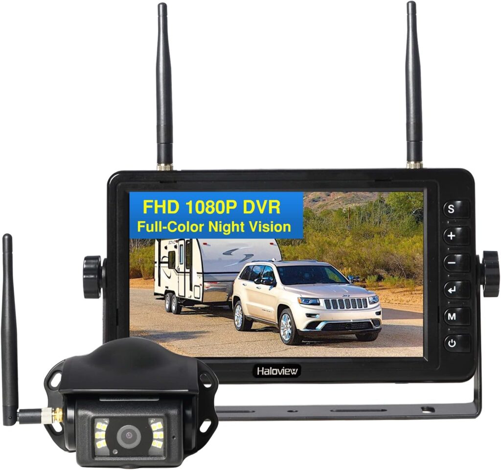 Haloview BT7 RV Backup Camera Wireless FHD 1080P DVR Rearview Full-Color Night Vision Cam and 7 Monitor System Adapter for Furrion Pre-Wired RV,Truck,Trailer,Truck,Camper,Van,Pickup