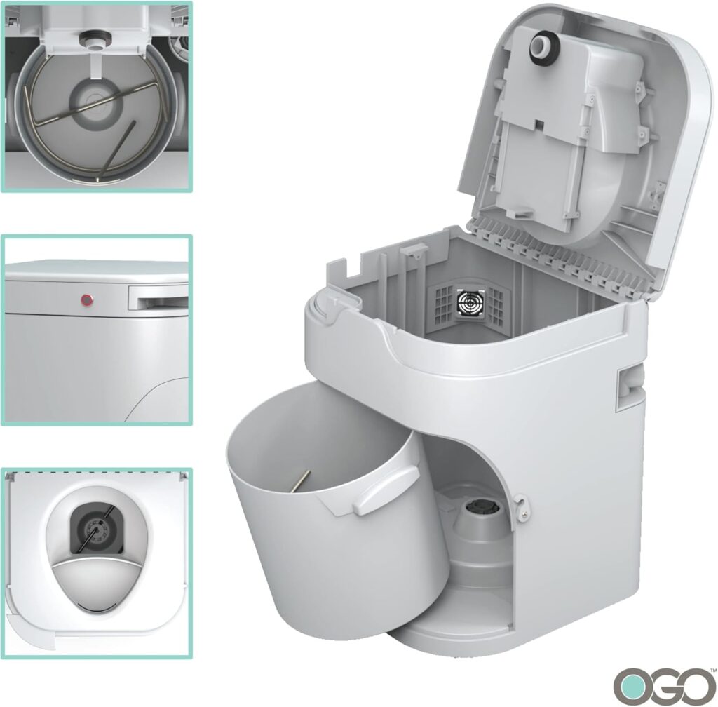 OGO™ Compost Toilet | Best Natures Compost Toilet | RV, Tiny Houses, Vans, Boats | Electric Mixing | Urine Separating | Urine Level Sensor | No Black Tanks No Dump-Stations