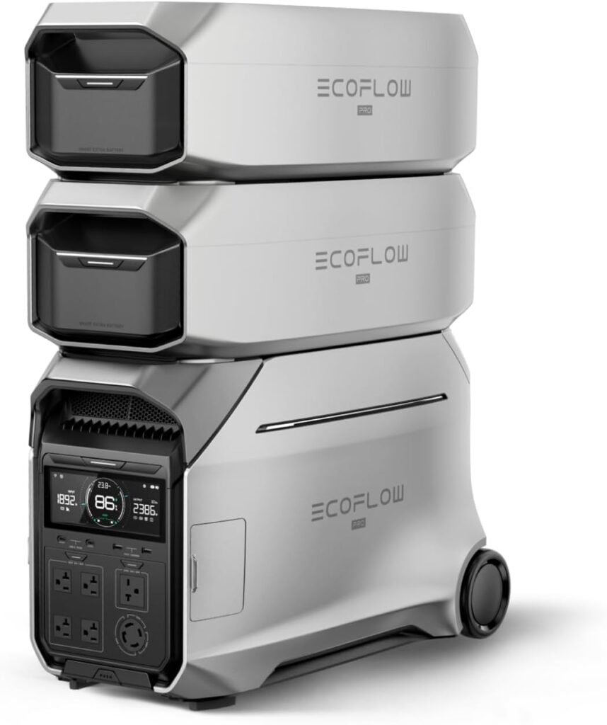 EF ECOFLOW DELTA Pro 3 Portable Power Station, 4096Wh LFP Battery, Expandable to 48kWh, 120/240V 4000W AC Output, Solar Generator for Home Use, Camping Accessories, Emergencies, Power Outages, RVs