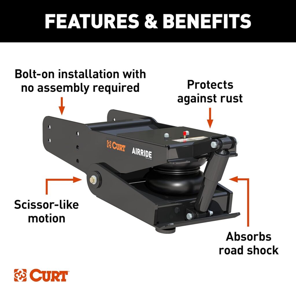 Lippert Components L05 Air Ride 21K Fifth Wheel Pin Box – Internal Airbag with Built-In Strut Reduces Chucking, Jarring, Bounching; 21,000 lb. Rating.; Black Powder Coat Finish – Lippert Components Components 158778